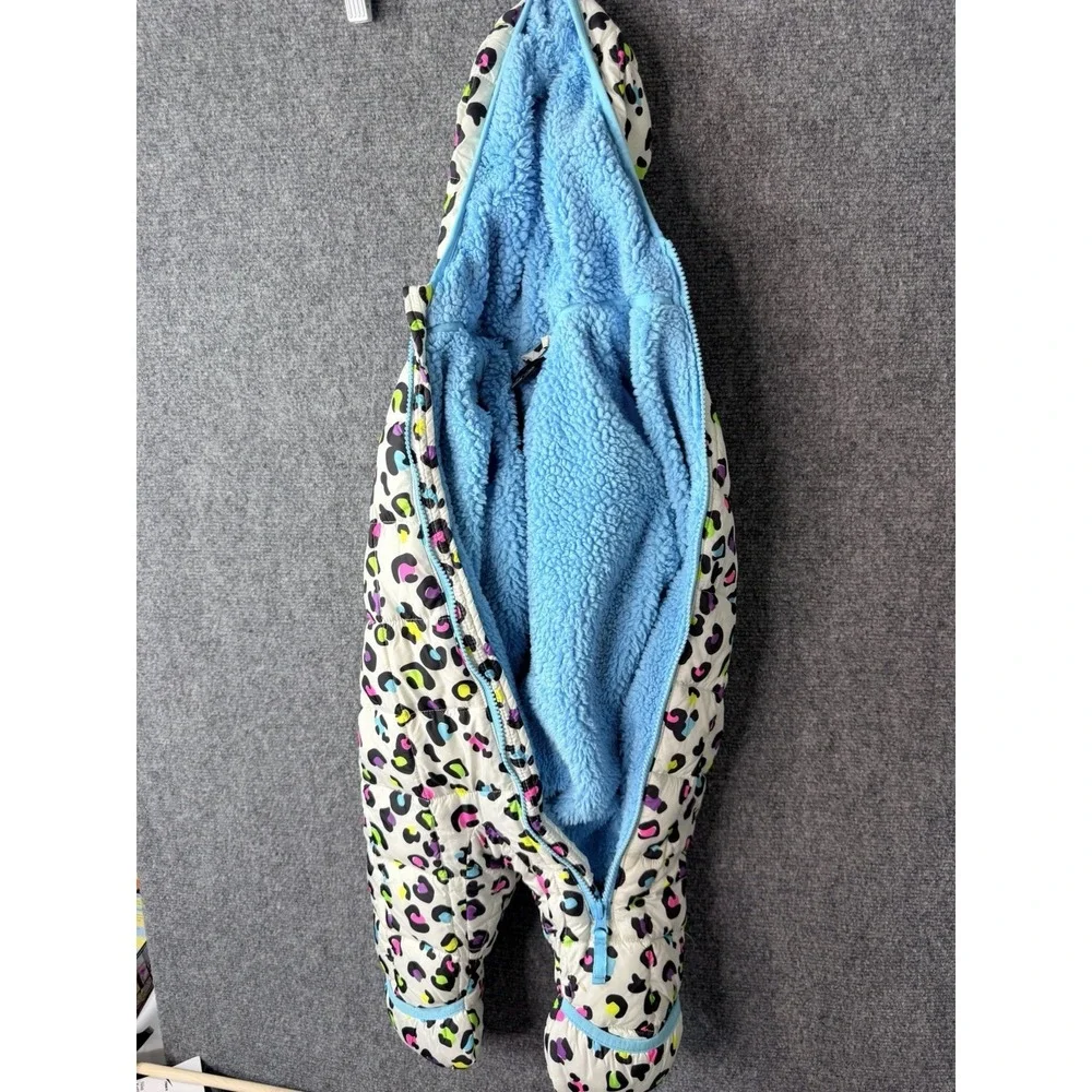 Spyder Snowsuit Infant 9/12M White Multicolor Leopard Hooded One Piece‎ Bunting